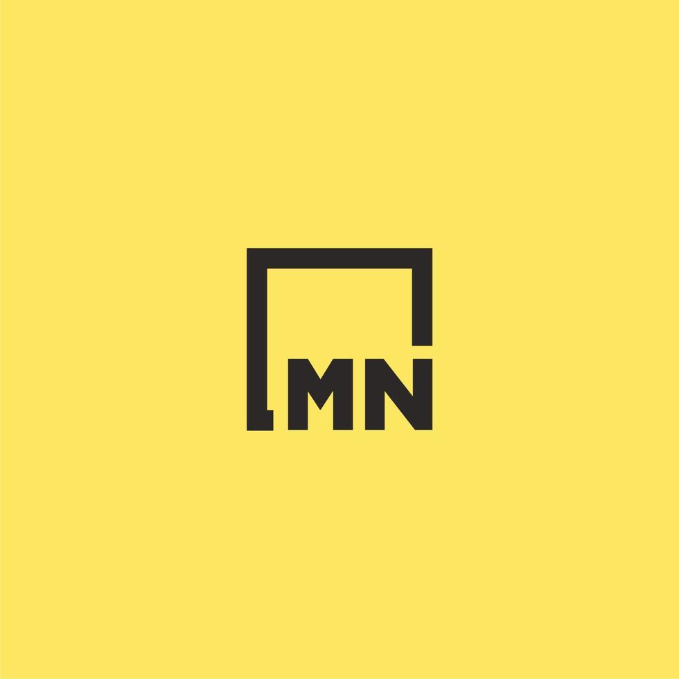 logotipo monograma inicial mn com design de estilo quadrado vetor