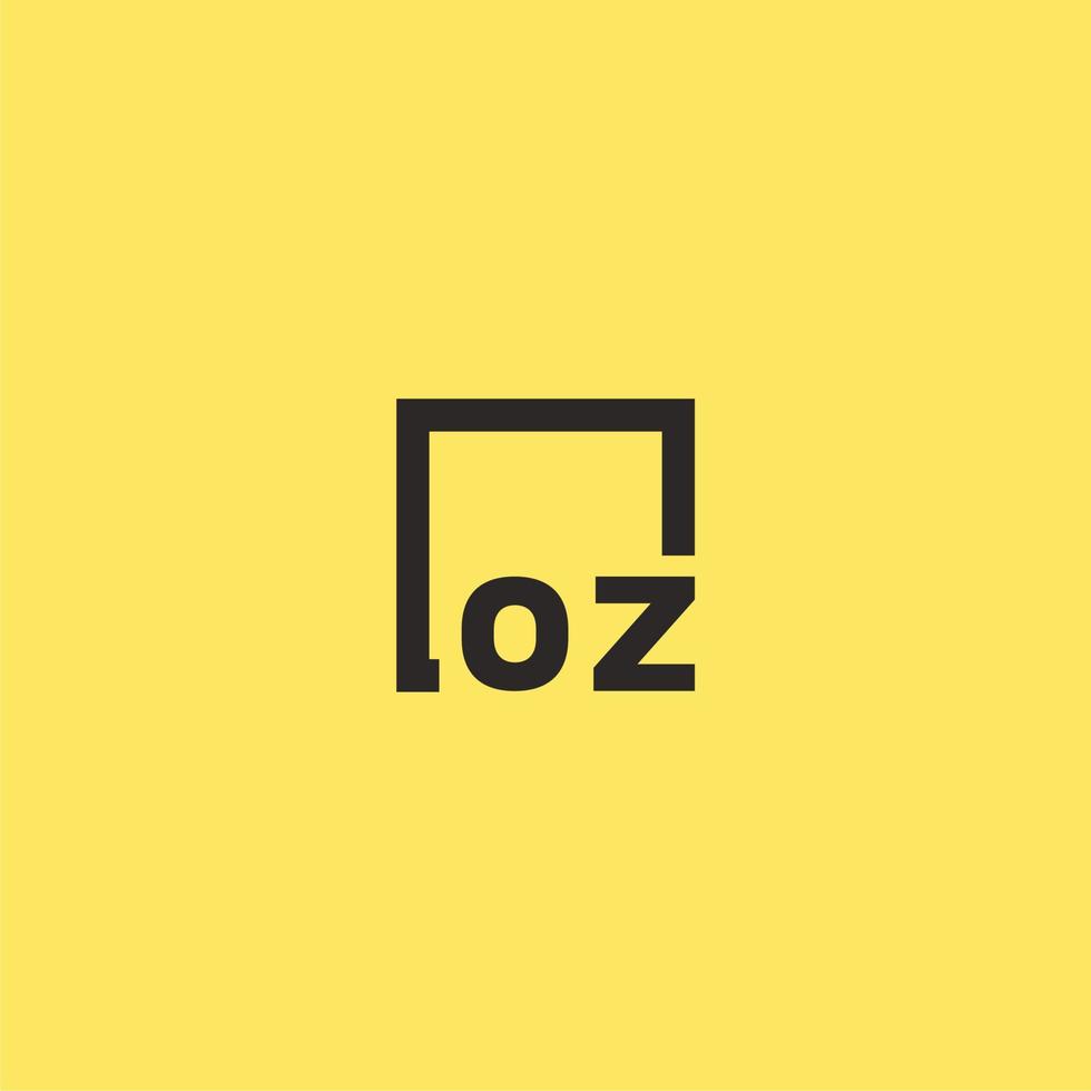 logotipo monograma inicial oz com design de estilo quadrado vetor