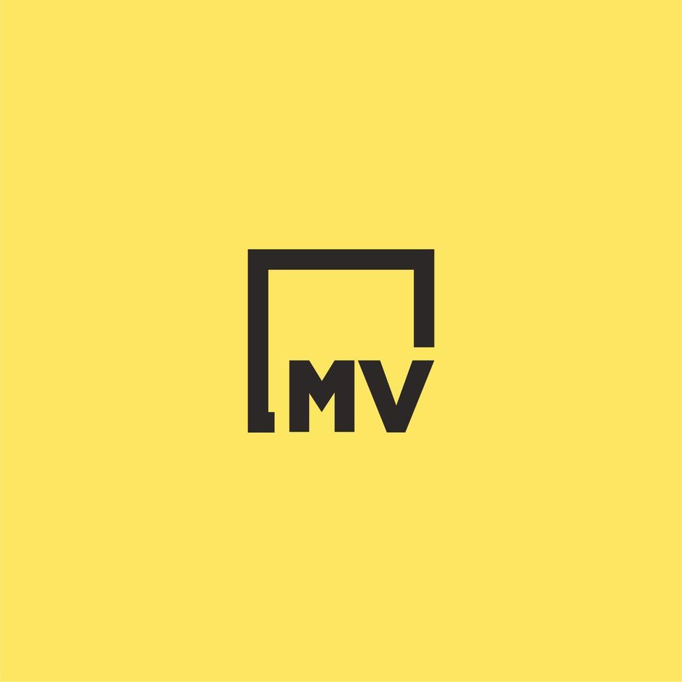 logotipo monograma inicial mv com design de estilo quadrado vetor