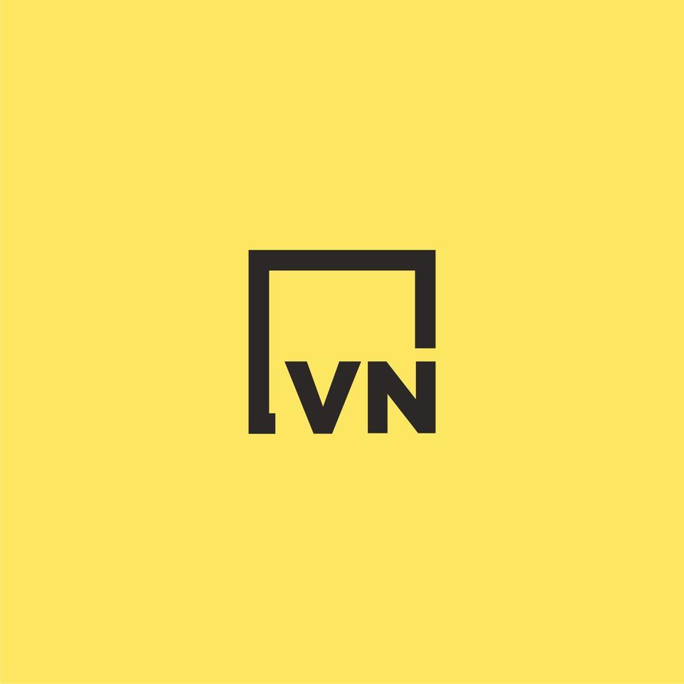 logotipo inicial do monograma vn com design de estilo quadrado vetor