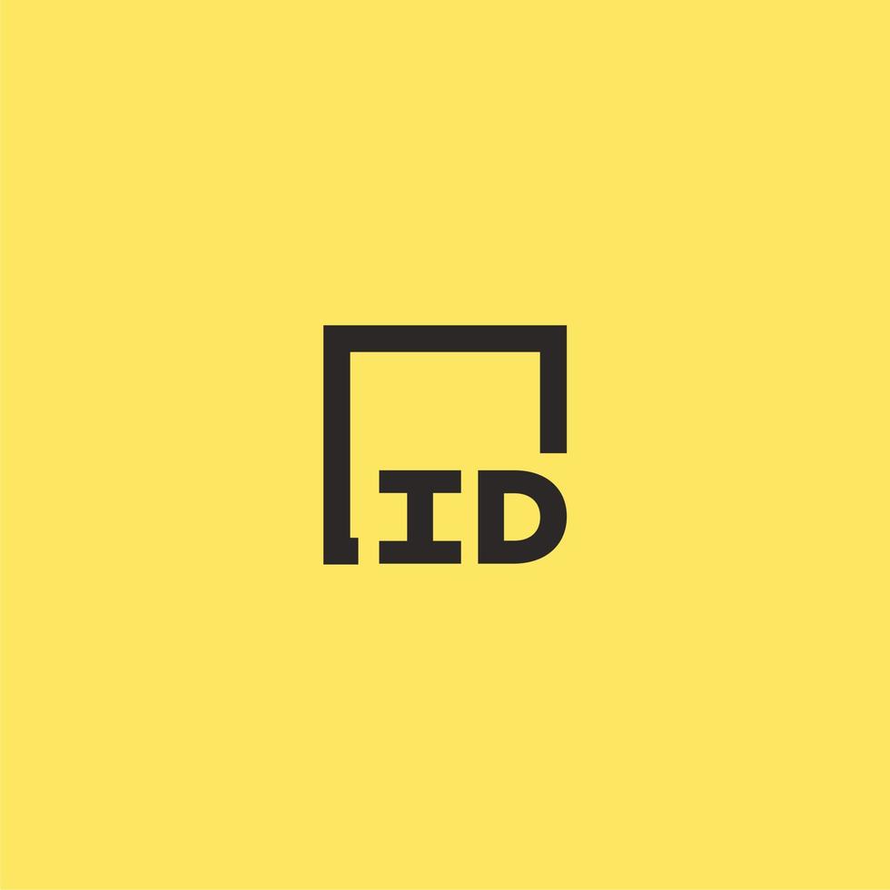 logotipo de monograma inicial id com design de estilo quadrado vetor