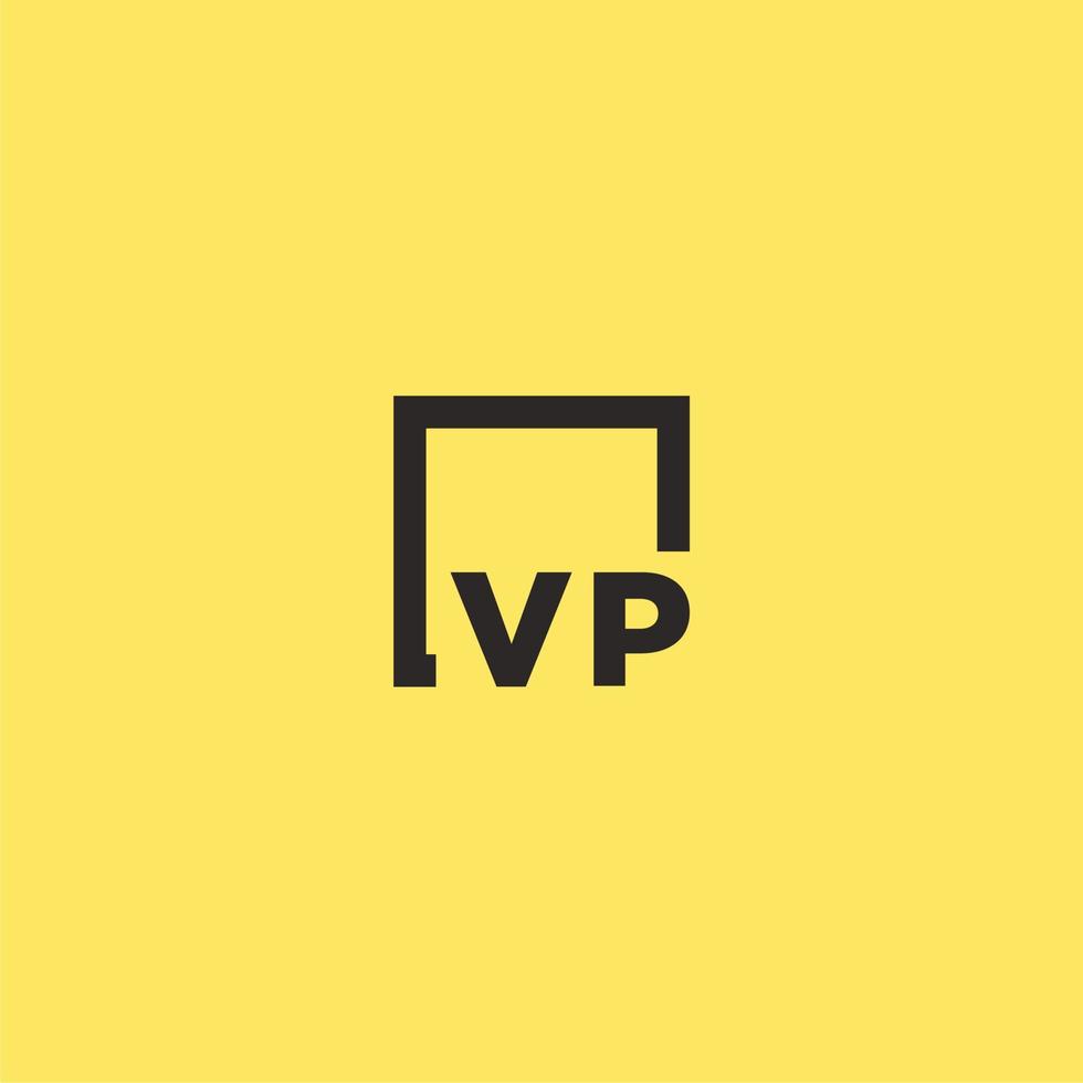 logotipo inicial do monograma vp com design de estilo quadrado vetor