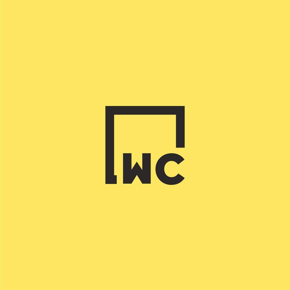 wc logotipo monograma inicial com design de estilo quadrado vetor