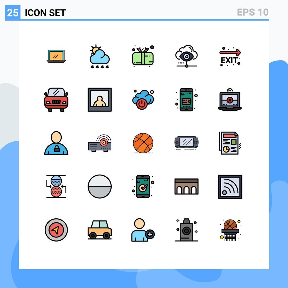 25 ícones criativos, sinais modernos e símbolos de visão em nuvem, tempo, olho, elementos de design de vetores editáveis fofos