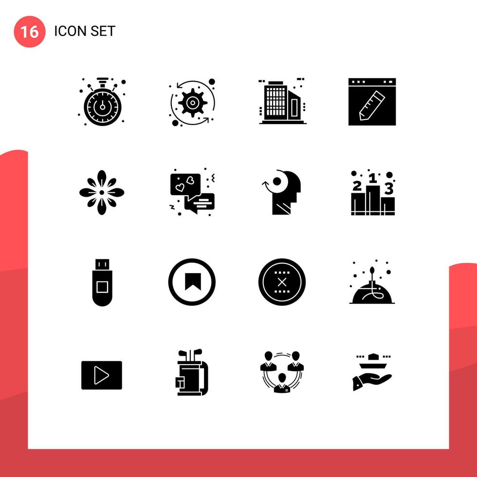 conjunto de 16 sinais de símbolos de ícones de interface do usuário modernos para decoração celebrar elementos de design de vetores editáveis de edição gráfica da empresa