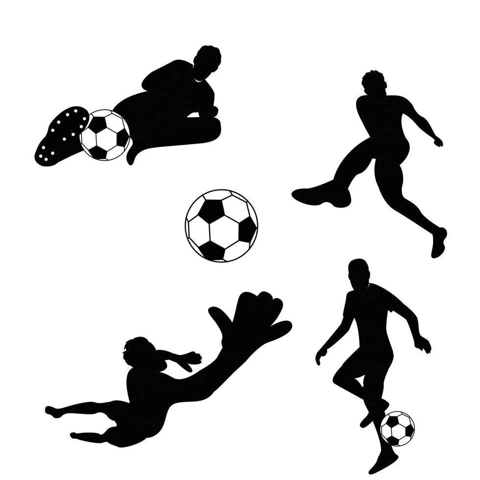 ilustração vetorial do campeonato mundial de futebol usado para necessidades de design gráfico. silhueta de um conjunto de jogadores de futebol vetor