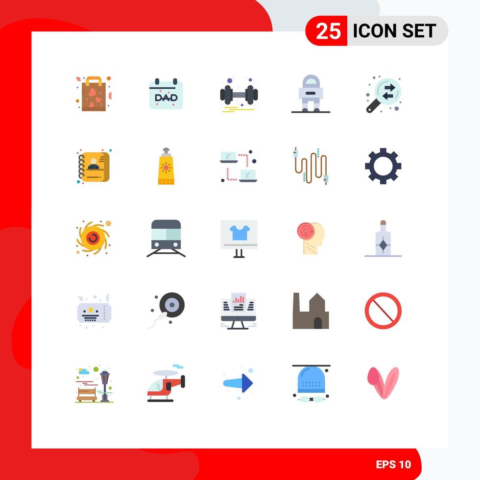 conjunto de 25 sinais de símbolos de ícones de interface do usuário modernos para espaço de negócios dia dos pais robô saúde elementos de design de vetores editáveis