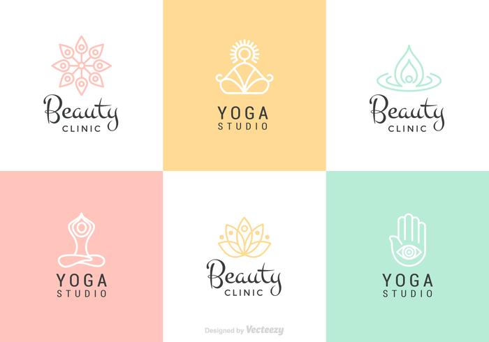 Conjunto de logotipo do vetor de beleza e yoga
