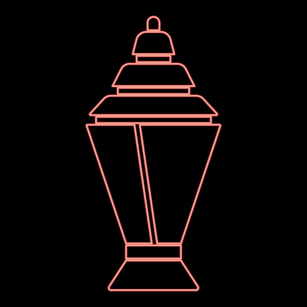 lanterna neon ramadan kareem ou fanosa cor vermelha ilustração vetorial estilo plano vetor