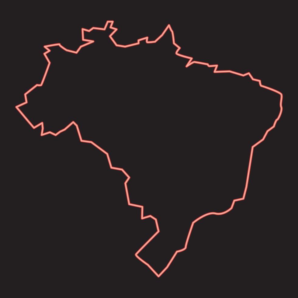 mapa neon do brasil cor vermelha ilustração vetorial imagem estilo plano vetor