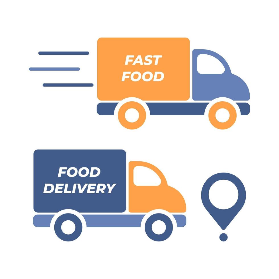 conjunto de ícones de caminhão de entrega de transporte rápido. ícone do caminhão de entrega. entrega rápida vetor