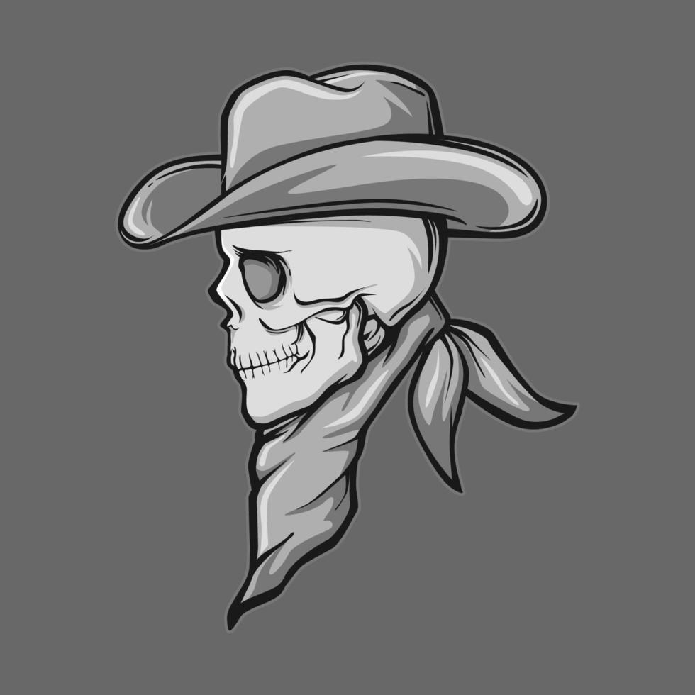 ilustração em vetor de cowboy de caveira legal