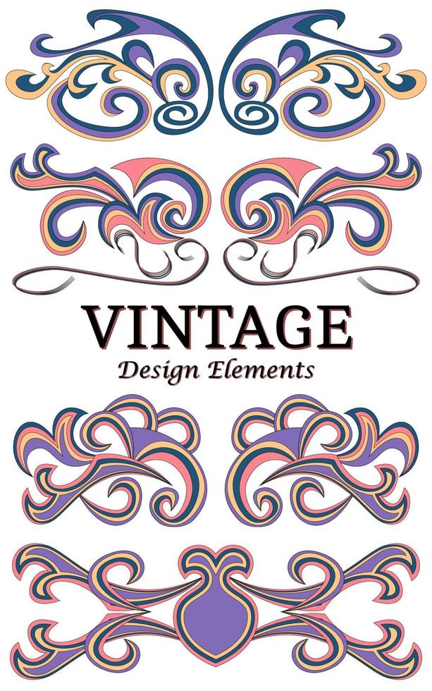 conjunto de elementos florais vintage para design. elementos de design caligráfico e decoração de página. vetor