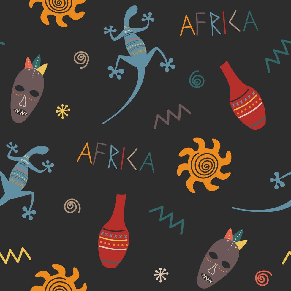 padrão de doodle africano colorido vetor