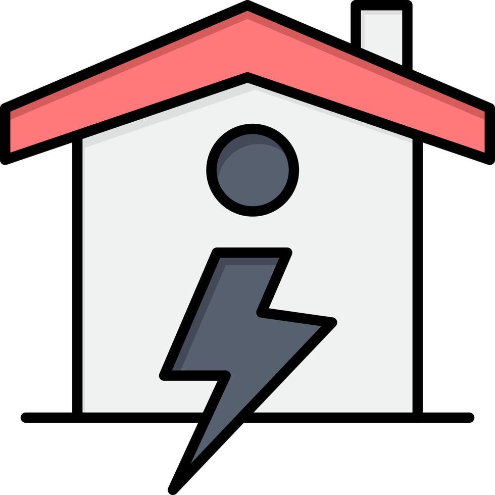 modelo de banner de ícone de vetor de ícone de cor plana de energia de casa em casa