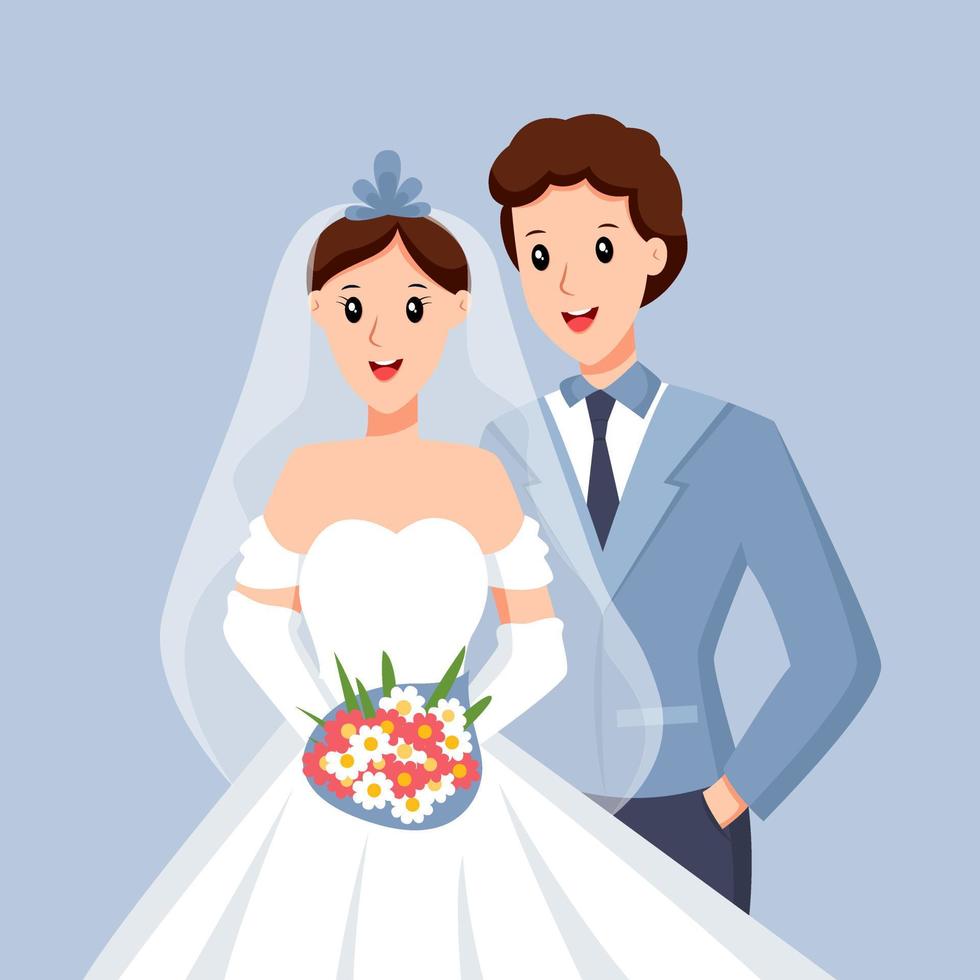 ilustração de design de personagens de casamento de noivos vetor