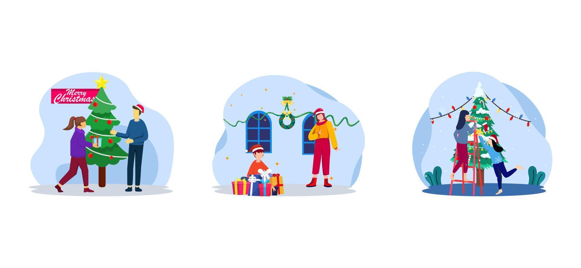 comemore o natal com design de pacote plano de irmão vetor