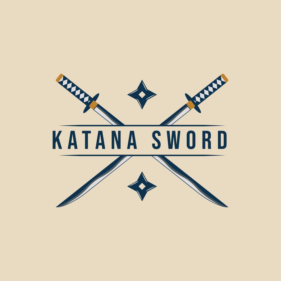 katana espada minimalista design de ilustração vetorial logotipo vintage. vetor