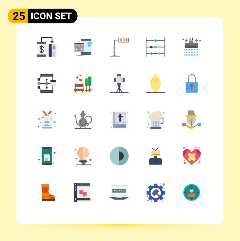conjunto de 25 símbolos de símbolos de ícones de interface do usuário modernos para matemática de banho on-line torre de ábaco elementos de design de vetores editáveis