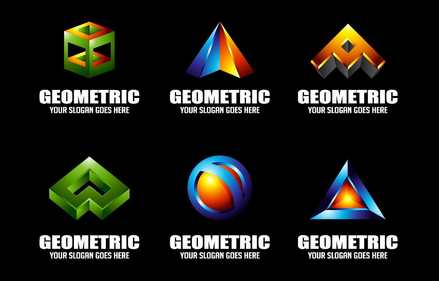 conjunto de logotipo geométrico 3d vetor