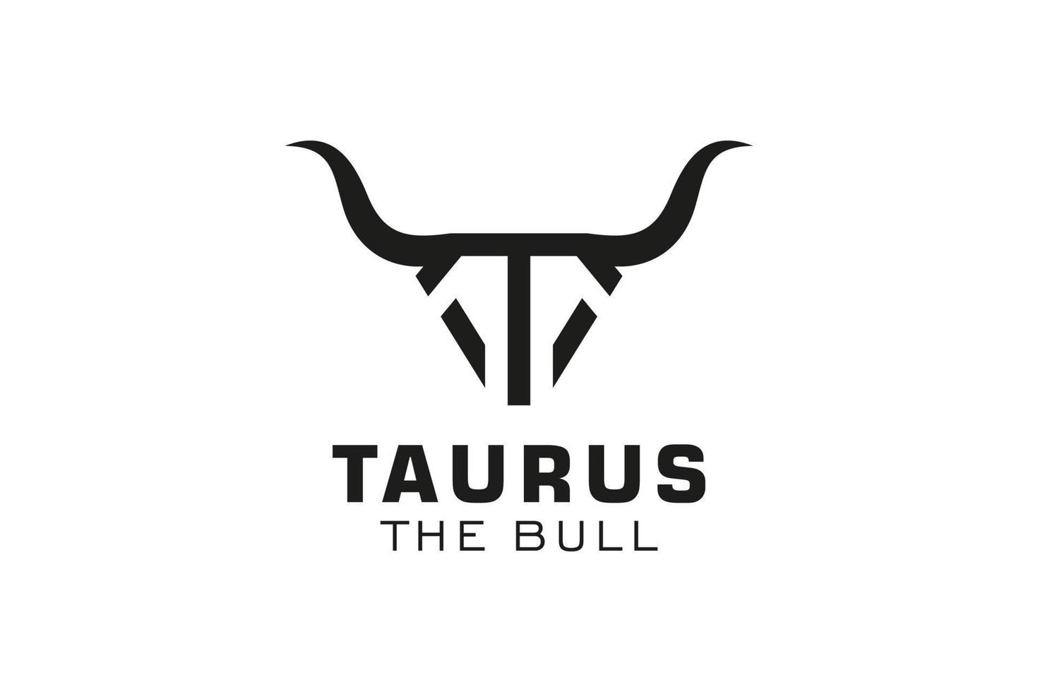 logotipo da letra t, logotipo do touro, logotipo da cabeça do touro, elemento de modelo de design do logotipo do monograma vetor