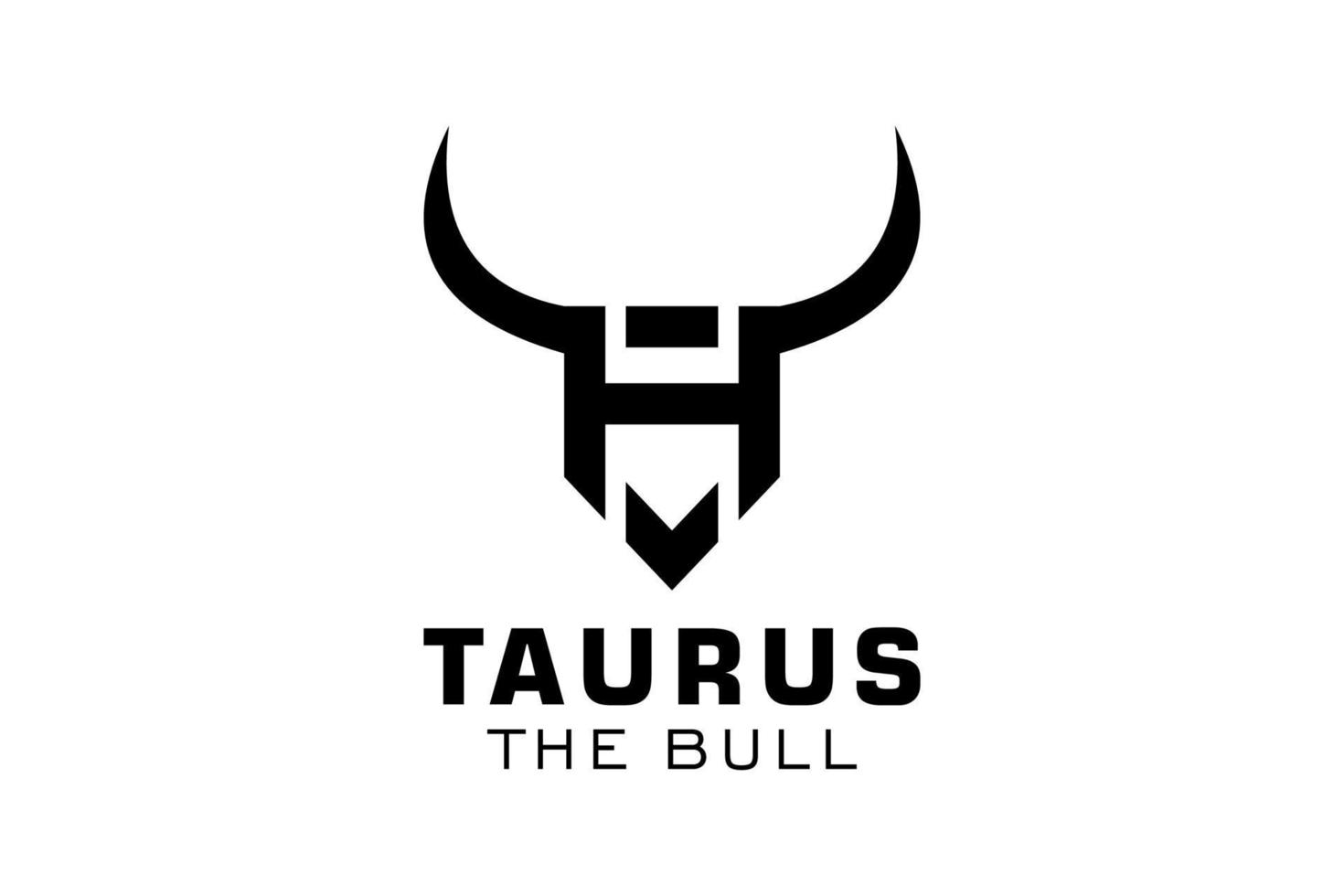 logotipo da letra h, logotipo do touro, logotipo da cabeça do touro, elemento de modelo de design do logotipo do monograma vetor