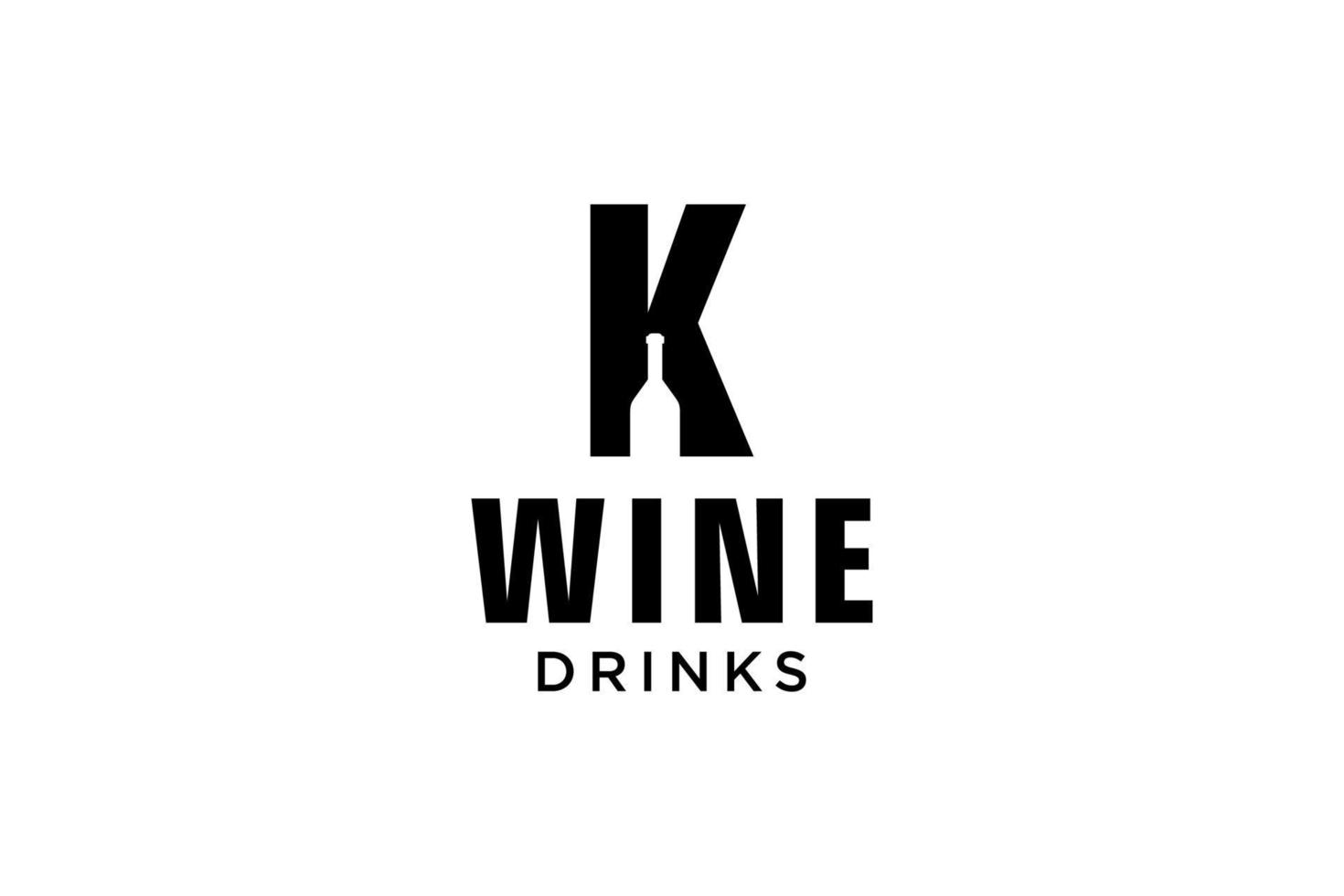 letra inicial k com modelo de design de logotipo de garrafa de vinho vetor