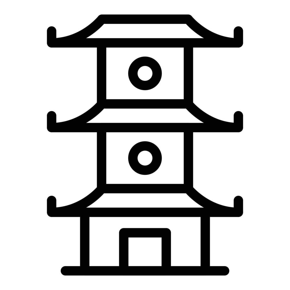 vetor de contorno do ícone do pagode de sakura. edifício chinês