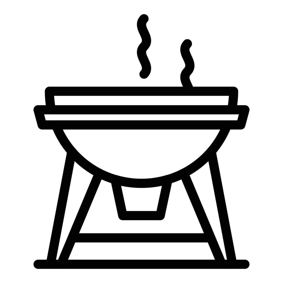 vetor de contorno de ícone de grelha quente. carne de churrasco