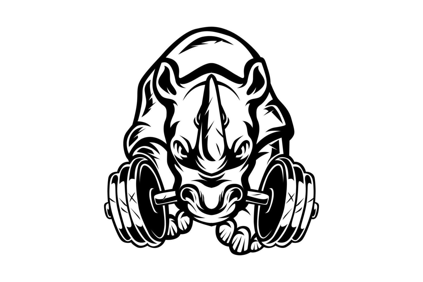 logotipo de vetor preto e branco de fitness de rinoceronte