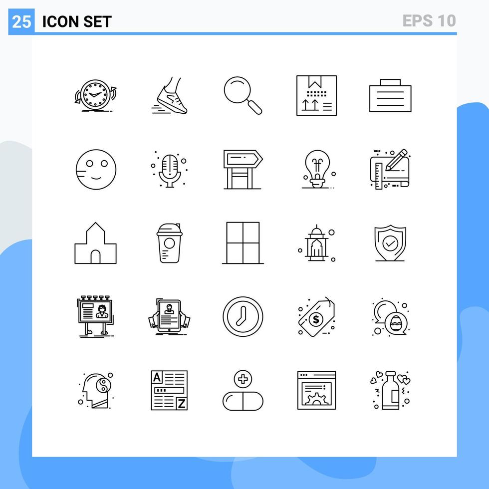 pacote de 25 sinais e símbolos de linhas modernas para mídia impressa na web, como caixa de corredor de codificação de desenvolvimento, amplia elementos de design de vetores editáveis