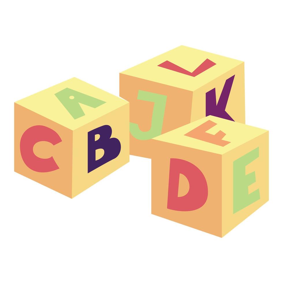ícone de brinquedo de cubos de alfabeto, estilo de desenho animado vetor