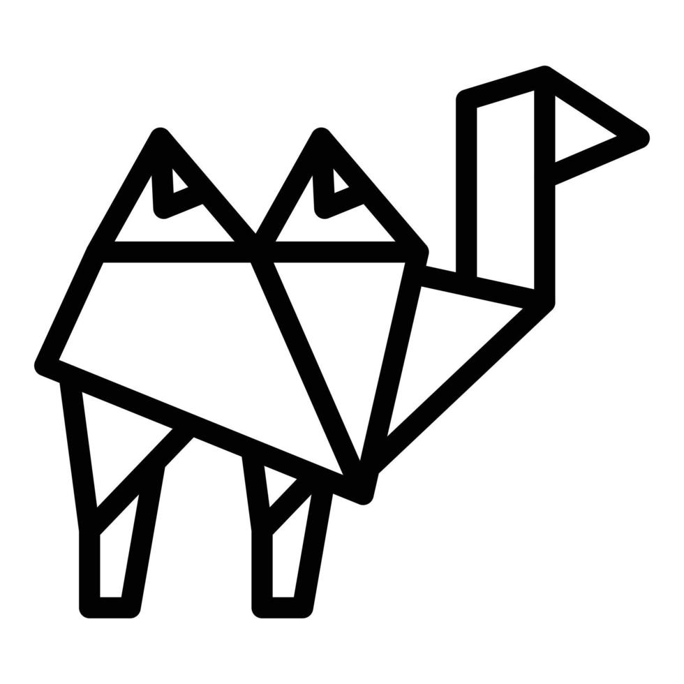 vetor de contorno do ícone de camelo de origami. animal geométrico