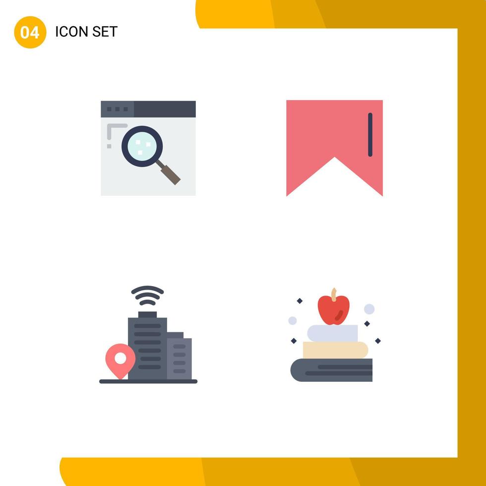 grupo de 4 sinais e símbolos de ícones planos para navegador apple web building educação elementos de design de vetores editáveis