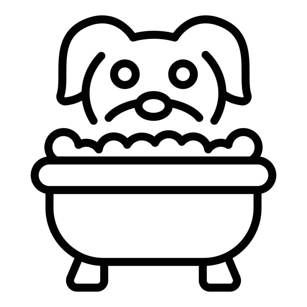 vetor de contorno de ícone de banho de cachorro a vapor. animal de estimação spa