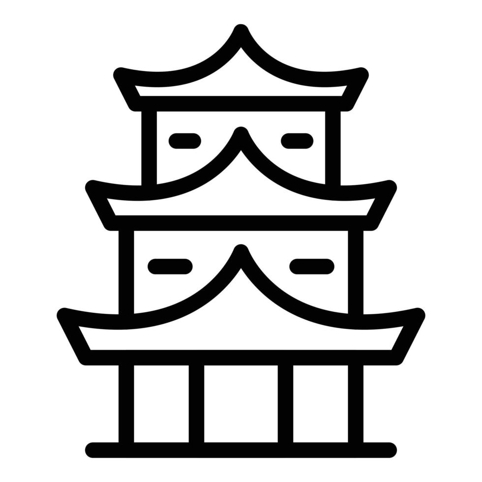 vetor de contorno de ícone de pagode de jardim. edifício chinês
