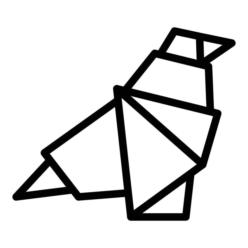 pássaro dobrado vetor de contorno do ícone. animal de origami