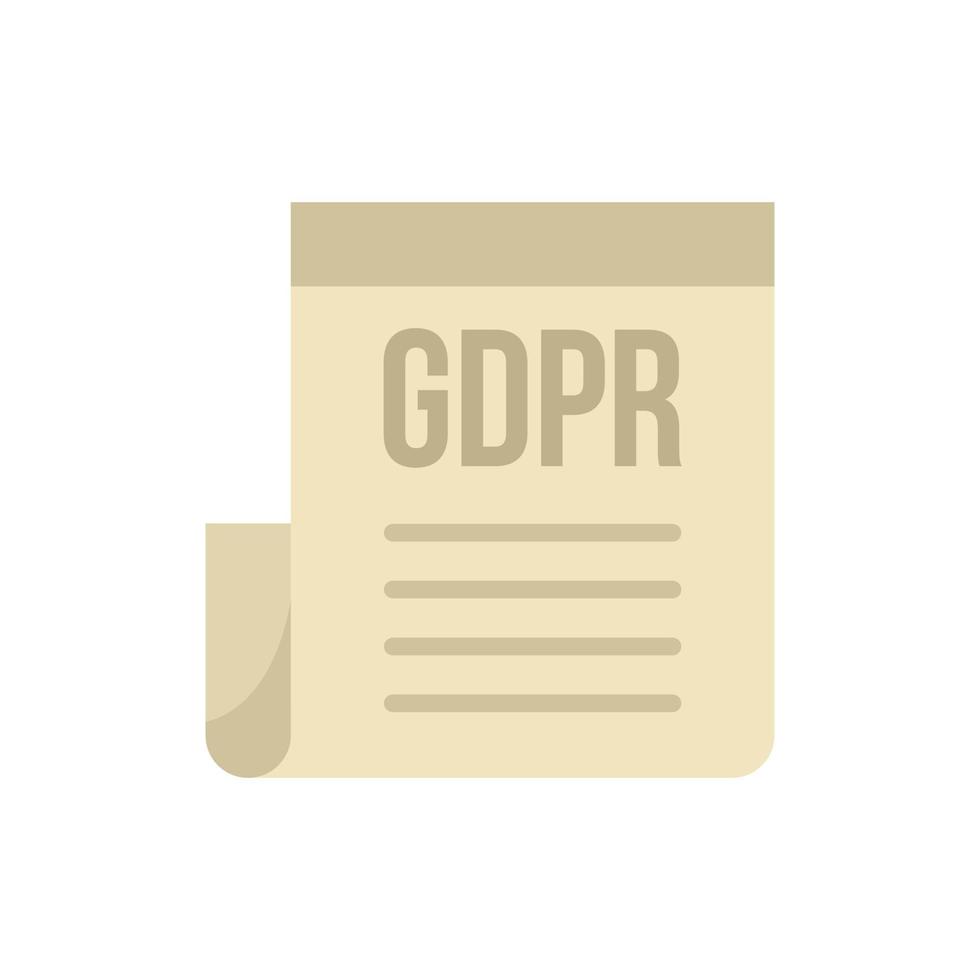 vetor plano isolado de ícone de documento gdpr