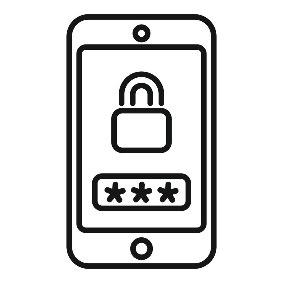 vetor de contorno do ícone de bloqueio do smartphone. página da interface do usuário