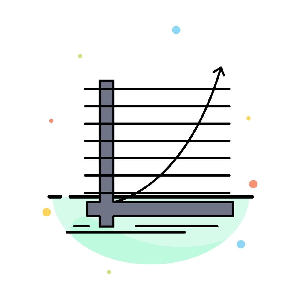 vetor de ícone de cor plana de objetivo de experiência de curva de gráfico de seta