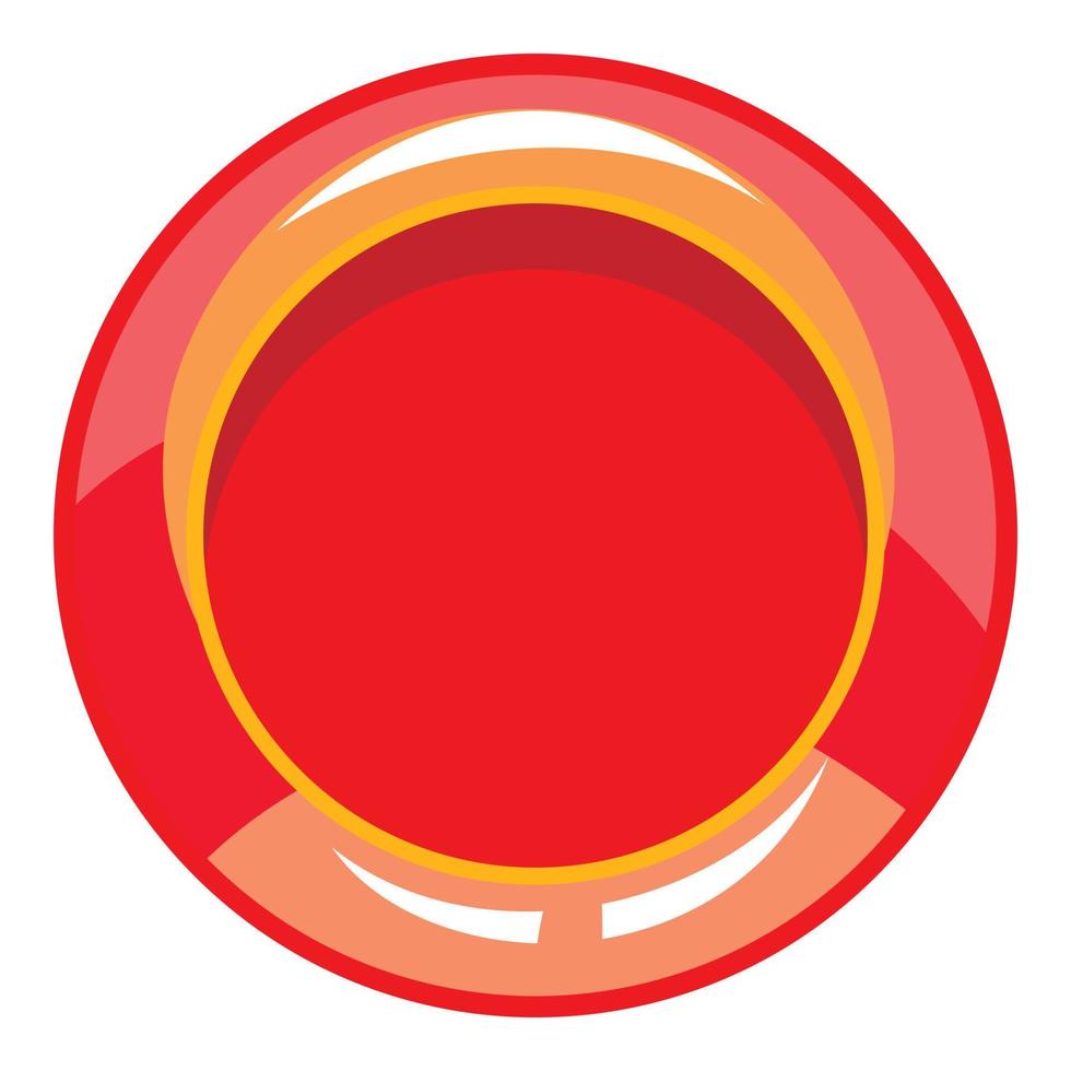 ícone de botão vermelho, estilo cartoon vetor
