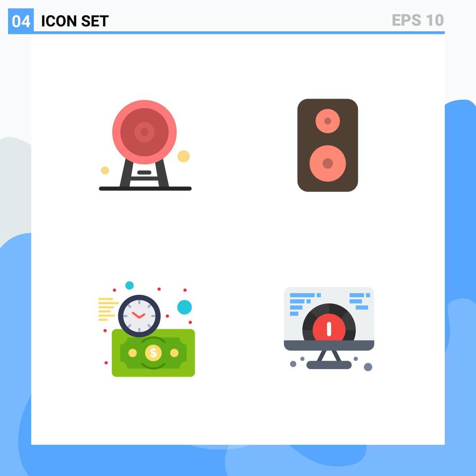 pacote de interface do usuário de 4 ícones planos básicos de arquitetura investimento marco woofer tempo editável elementos de design vetorial vetor