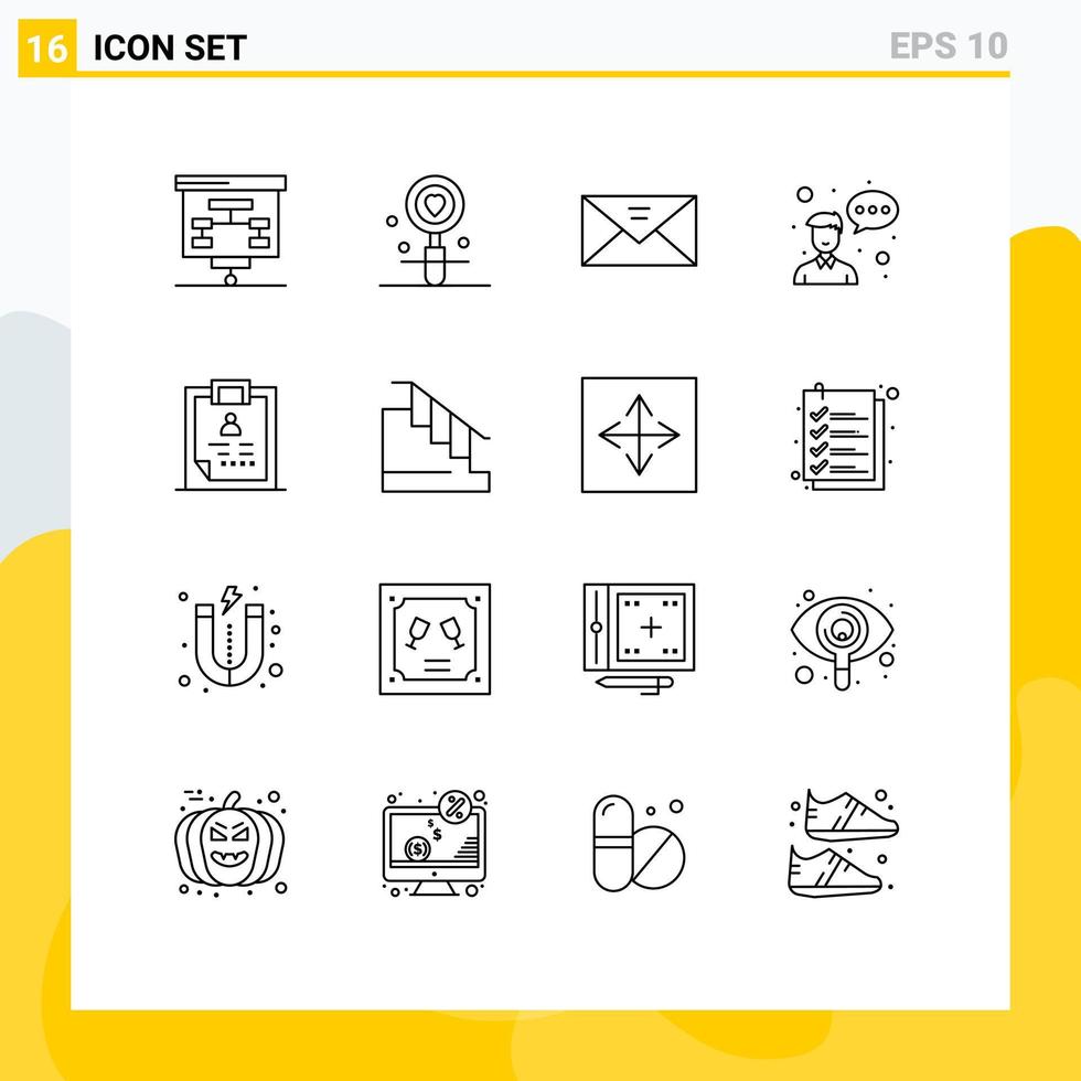 grupo de 16 descreve sinais e símbolos para elementos de design de vetores editáveis de mensagem de avatar de casamento de funcionário de profissão