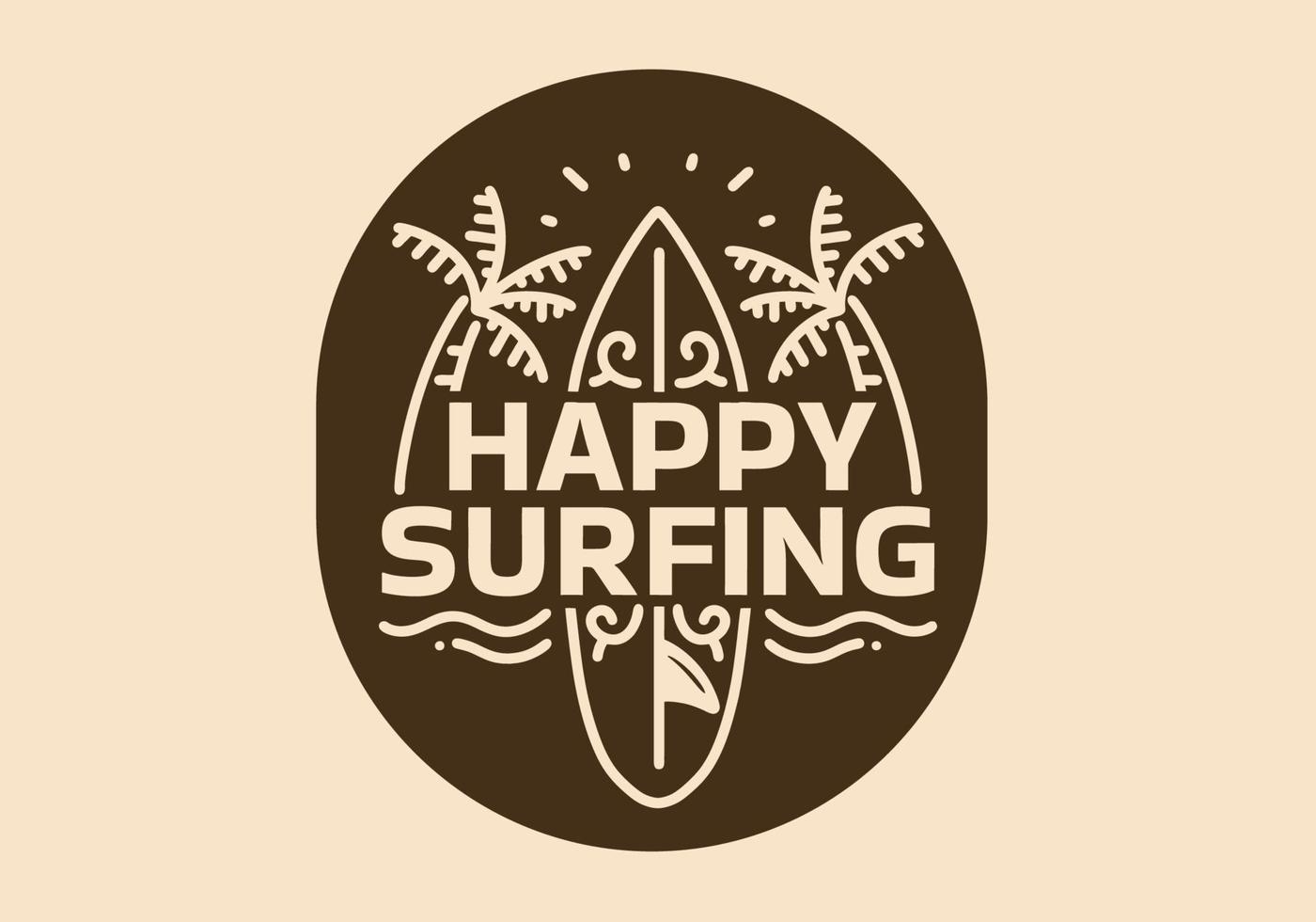 ilustração de arte vintage de um sinal de surf feliz vetor
