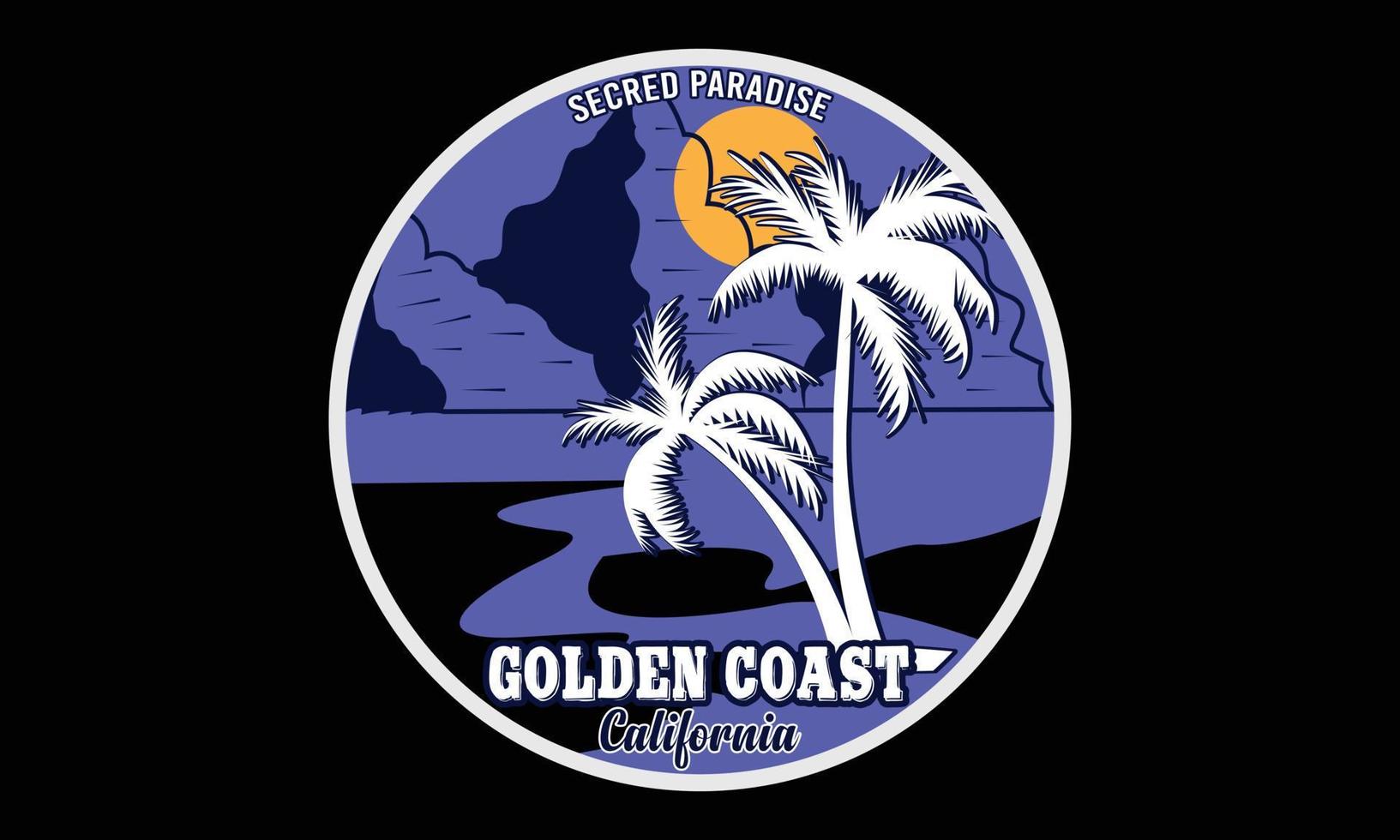 design de camiseta paradisíaca da costa dourada da Califórnia vetor