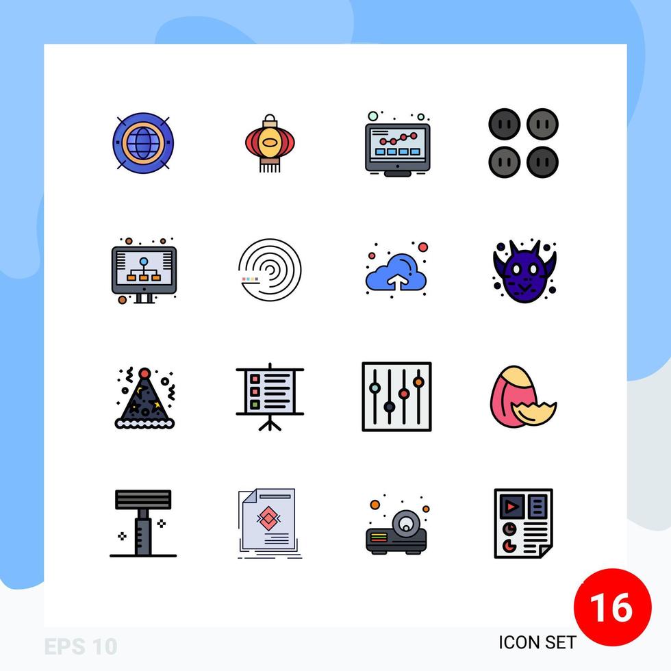 pacote de ícones de vetores de estoque de 16 sinais e símbolos de linha para diagrama de seo botões de roupas de internet editáveis elementos de design de vetores criativos