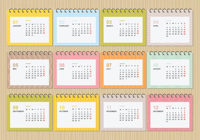 Calendário de Desktop Grátis 2018 com ilustração de modelo de cores macias vetor