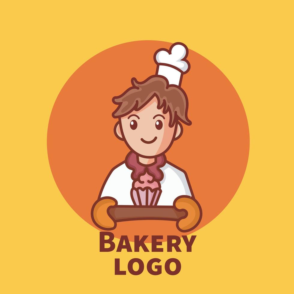 vetor de desenhos animados do logotipo do chef de padaria