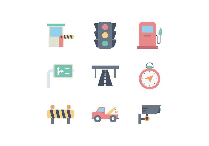 Conjunto livre de ícones de tráfego rodoviário vetor