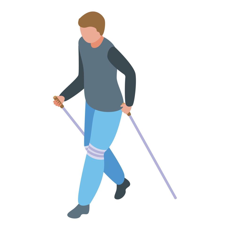 vetor isométrico de ícone de caminhada nórdica de homem. tratamento médico